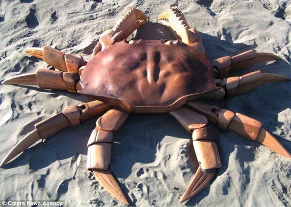 Giant Crab Made Out of Driftwood