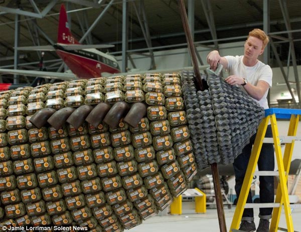 Llife-Size Spitfire Made From 6,500 Egg Boxes