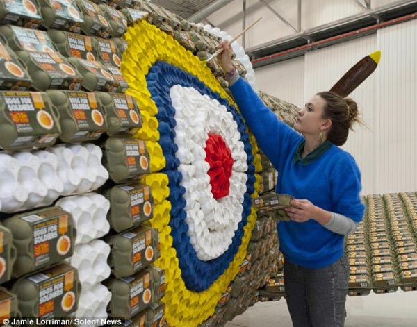 Llife-Size Spitfire Made From 6,500 Egg Boxes