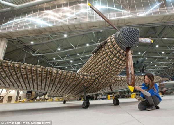 Llife-Size Spitfire Made From 6,500 Egg Boxes