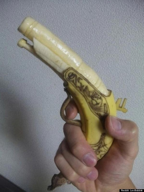 Banana Carved In The Shape Of .45 Caliber Flintlock Gun