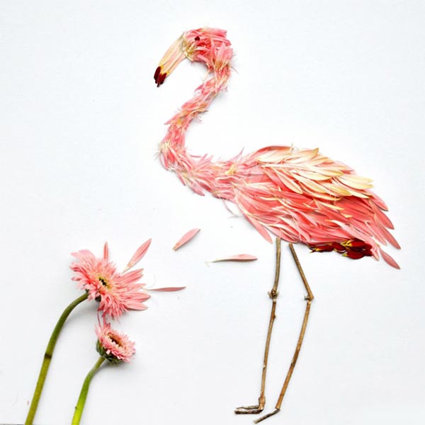 Flower Petal Bird Art by Hong Yi