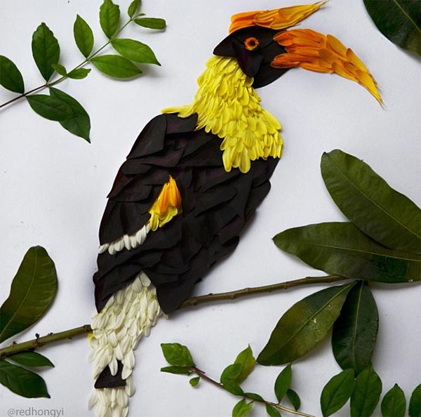Impressive Illustrations of Birds Composed of Flower Petals