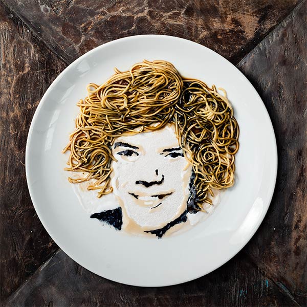 Noodle Doodle: Celebrity Portraits Made From Noodles & Soy Sauce