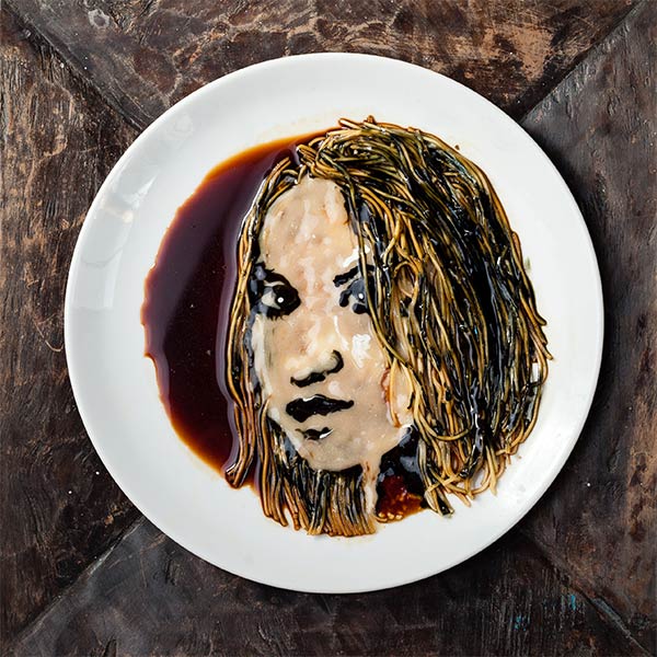 Celebrity Portraits Made From Noodles & Soy Sauce