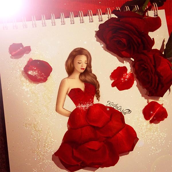 Dress Made Out of Rose Petals