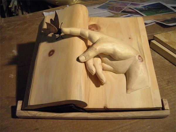 Wooden Carved Books