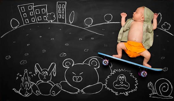 Imaginative parents create adorable pictures of their newborn son