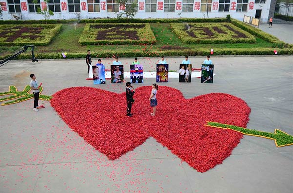 Interlocking Hearts Shape Made of Chillies