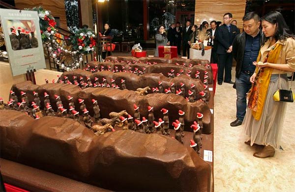 Terracotta Army Wearing Santa Hats Created Entirely Out of Chocolate