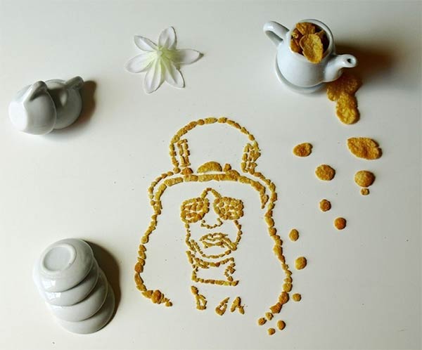 Celebrity Portraits Made From Corn Flakes Cereal