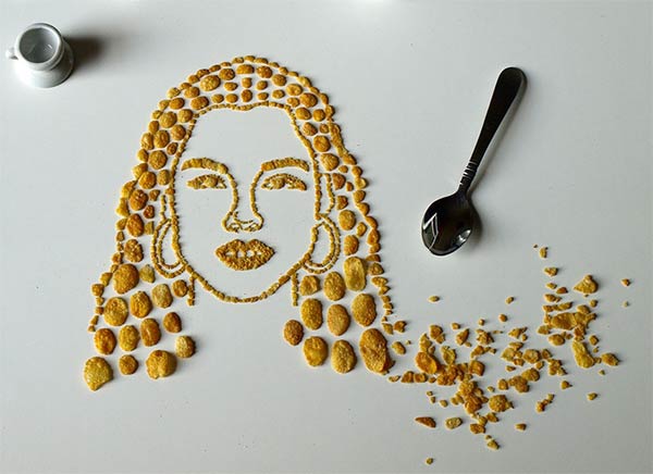 Celebrity Portraits Made From Corn Flakes Cereal