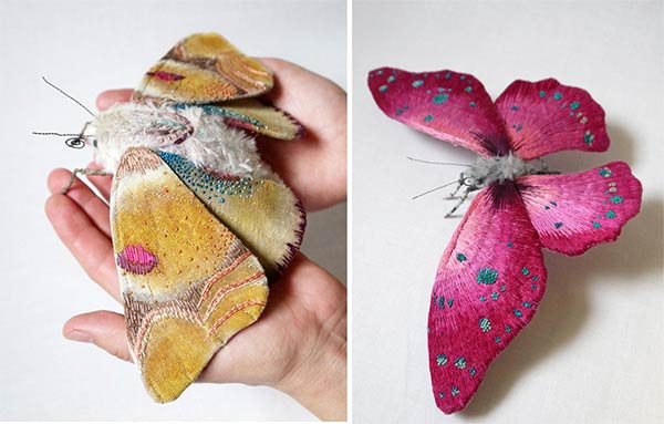 Embroidered Butterfly Sculptures