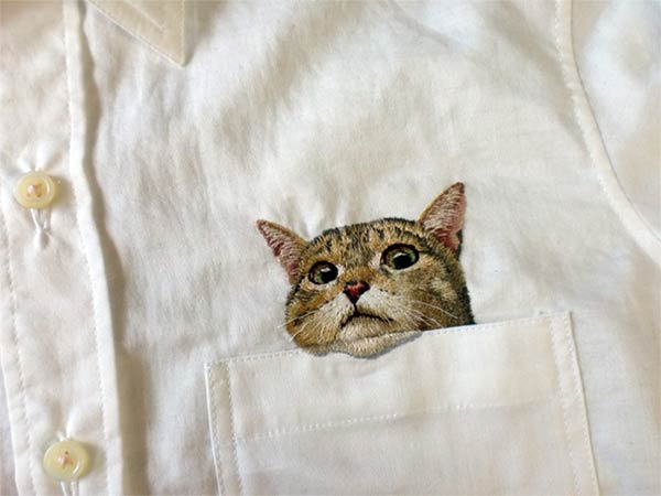 Cute Embroidered Cat Shirts