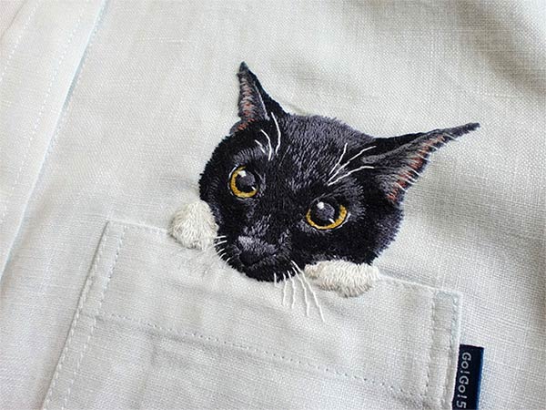 Cute Embroidered Cat Shirts