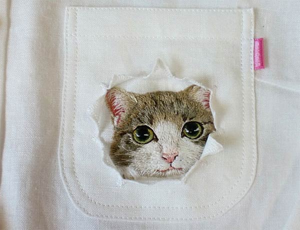 Cute Embroidered Cat Shirts