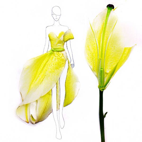 Real Flower Petals Turned Into Fashion Design Illustrations