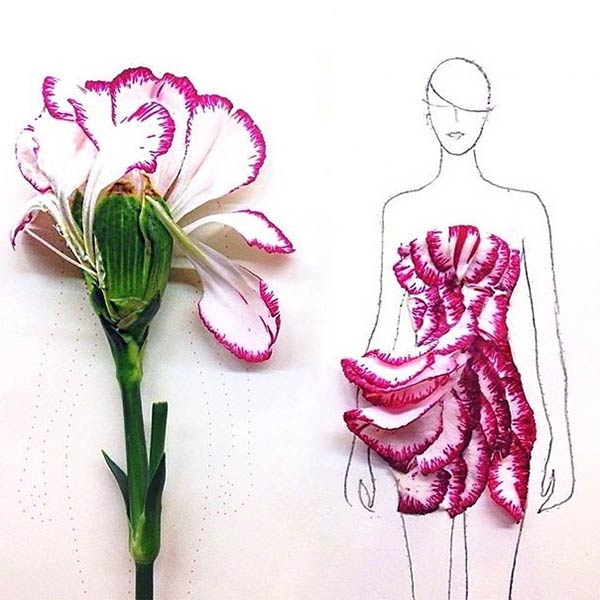 Real Flower Petals Turned Into Fashion Design Illustrations