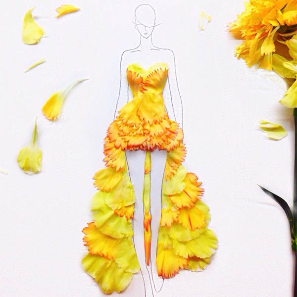 Real Flower Petals Turned Into Fashion Design Illustrations