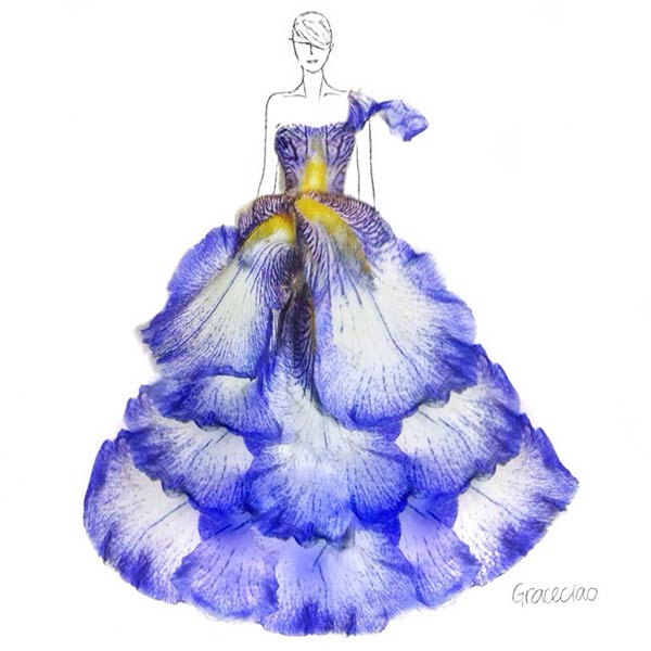 Real Flower Petals Turned Into Fashion Design Illustrations