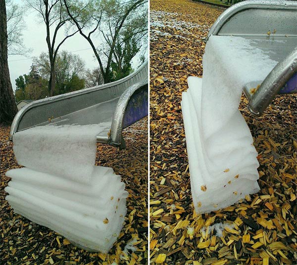 A Thin Sheet of Snow Neatly Folding Over Itself