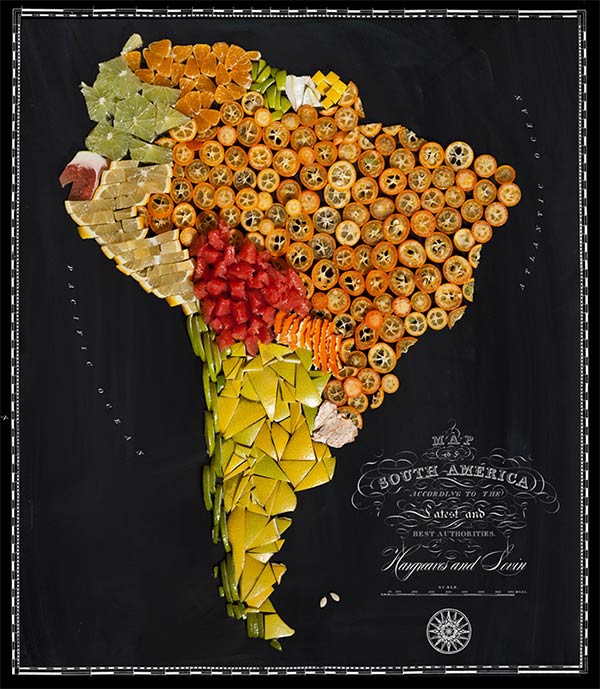 Maps of Countries Made Out of Real Food
