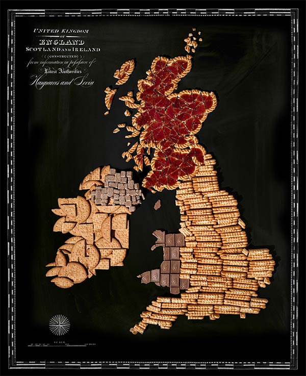 Maps of Countries Made Out of Real Food