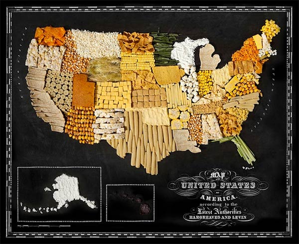 Maps of Countries Made Out of Real Food