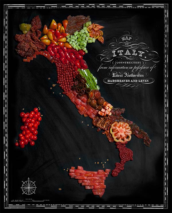 Maps of Countries Made Out of Real Food