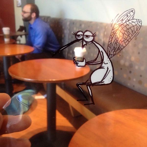 Funny Doodles on Transparency Interacting with Background