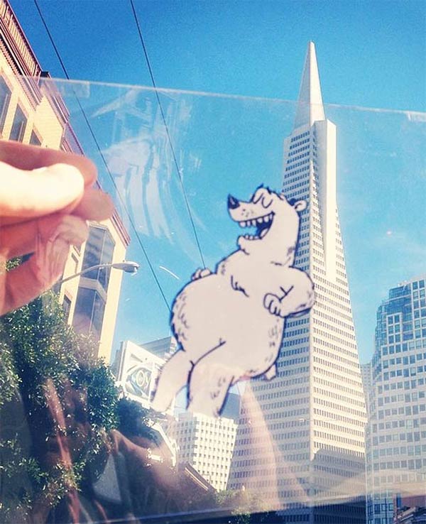 Funny Doodles on Transparency Interacting with Background