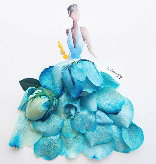 Beautiful Illustrations by Lim Zhi Wei Using Real Flower Petals
