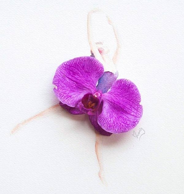 Beautiful Illustrations by Lim Zhi Wei Using Real Flower Petals