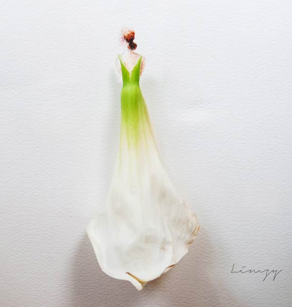 Beautiful Illustrations by Lim Zhi Wei Using Real Flower Petals