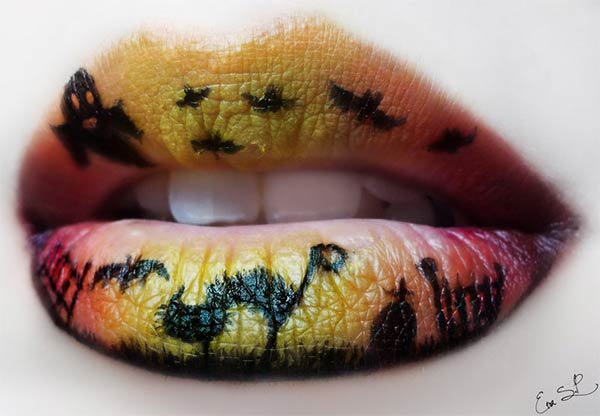 Creepy Halloween Lip Makeup Art by Eva Senis Pernas