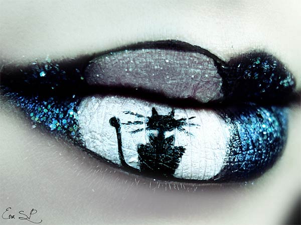 Creepy Halloween Lip Makeup Art by Eva Senis Pernas