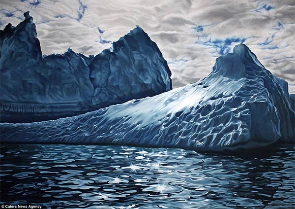 Photo-realistic Icebergs Painting by Zaria Forman