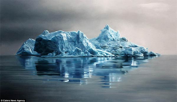 Photo-realistic Icebergs Painting by Zaria Forman