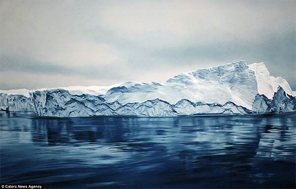 Photo-realistic Icebergs Painting by Zaria Forman