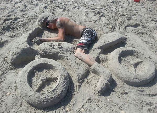 Drunk Guy's Friends Made Sand Bike For His Buddy