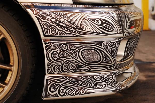 Sharpie Pen Drawing on Nissan Skyline GTR Sports Car