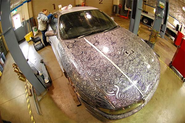 Sharpie Pen Drawing on Nissan Skyline GTR Sports Car