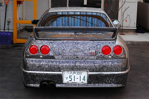 Sharpie Pen Drawing on Nissan Skyline GTR Sports Car