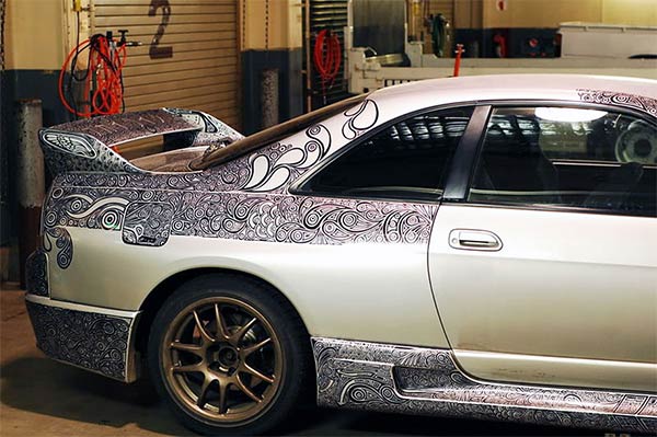 Sharpie Pen Drawing on Nissan Skyline GTR Sports Car