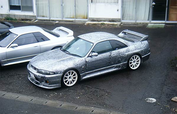 Sharpie Pen Drawing on Nissan Skyline GTR Sports Car