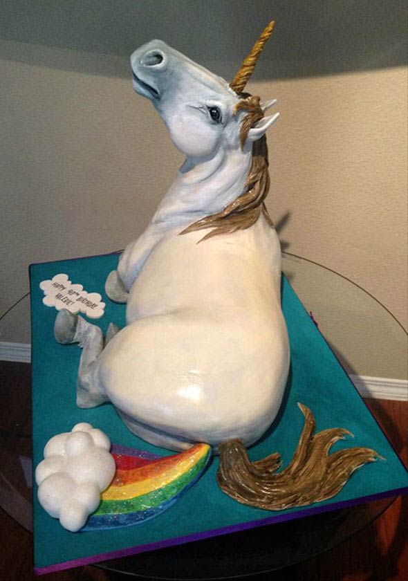 A Unicorn Farting A Rainbow Cake