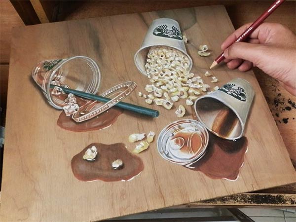 Photo-realistic Drawings on Wooden Boards