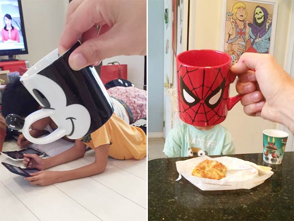 Creative Dad Turns His Kids Into Superheroes With Pop-Culture Mugs