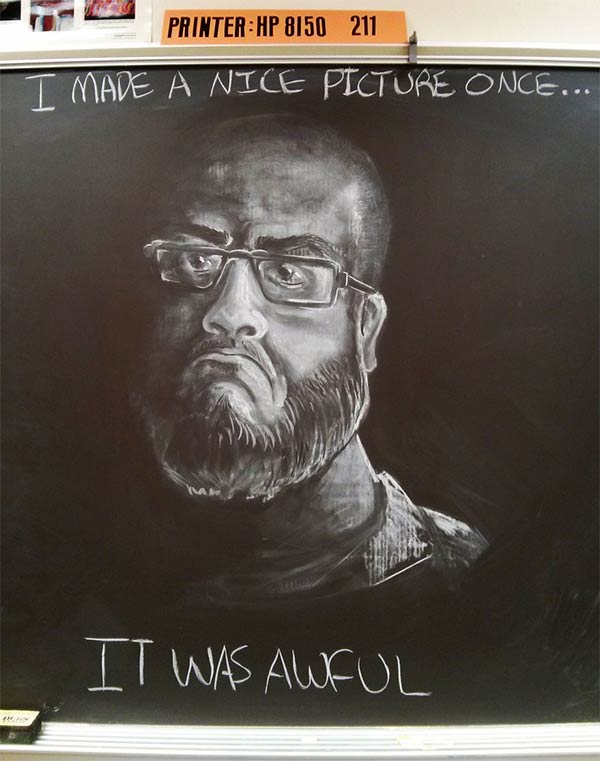 Art Teacher Draws Stunning Chalkboard Drawings