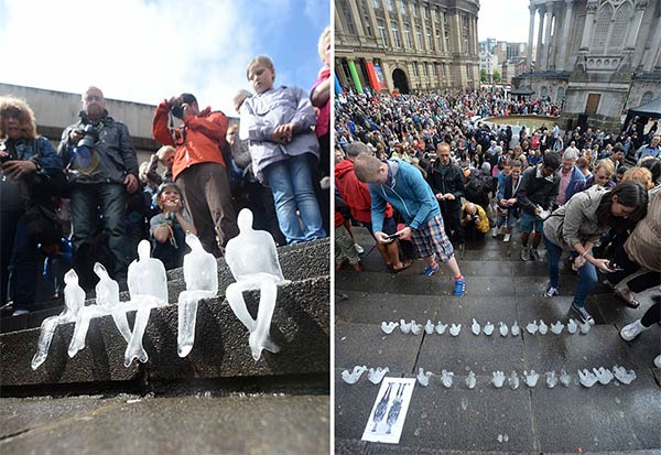 5,000 Melting Ice Sculptures In Birmingham Commemorate Victims Of WWI